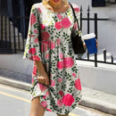 Vestido Curto Floral com Mangas 3/4 - Isabella